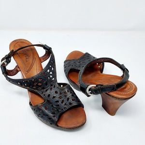 Naya Black Laser Cut Peep Toe Heels Size 8